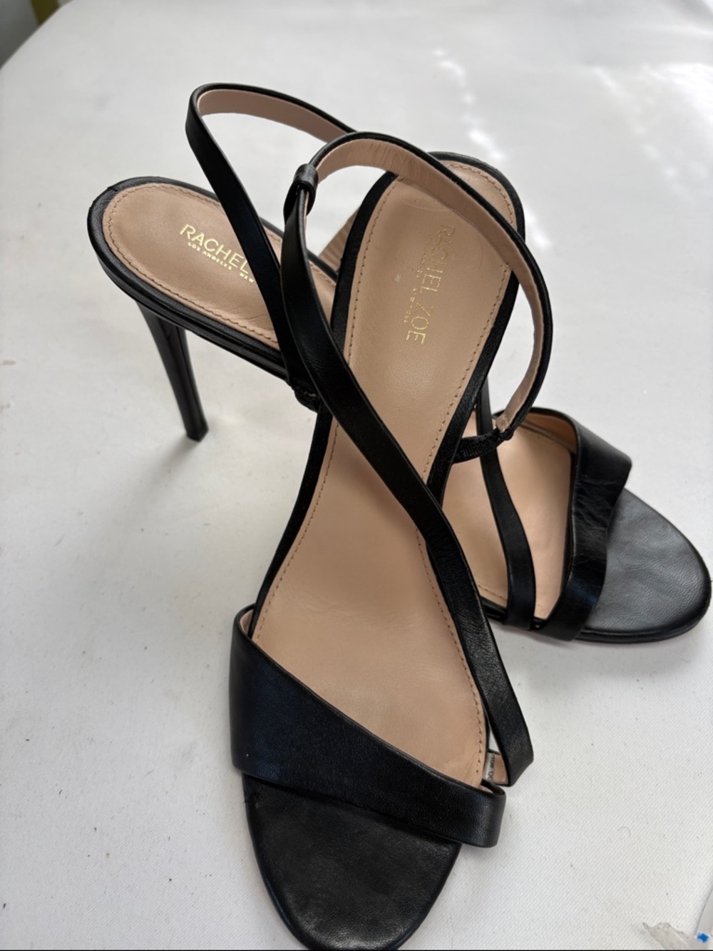 Rachel Zoe Black Leather Stiletto Heels Size 10